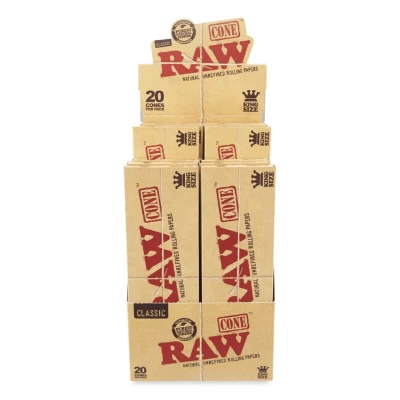 RAW Classic Natural Unrefined Cone Rolling Papers - Pack of 20