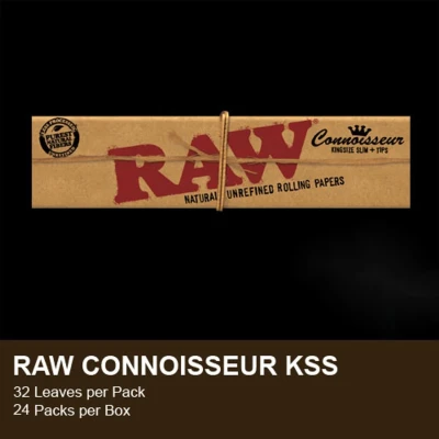 RAW Rolling Papers - Connoisseur King Size Slim + Tips